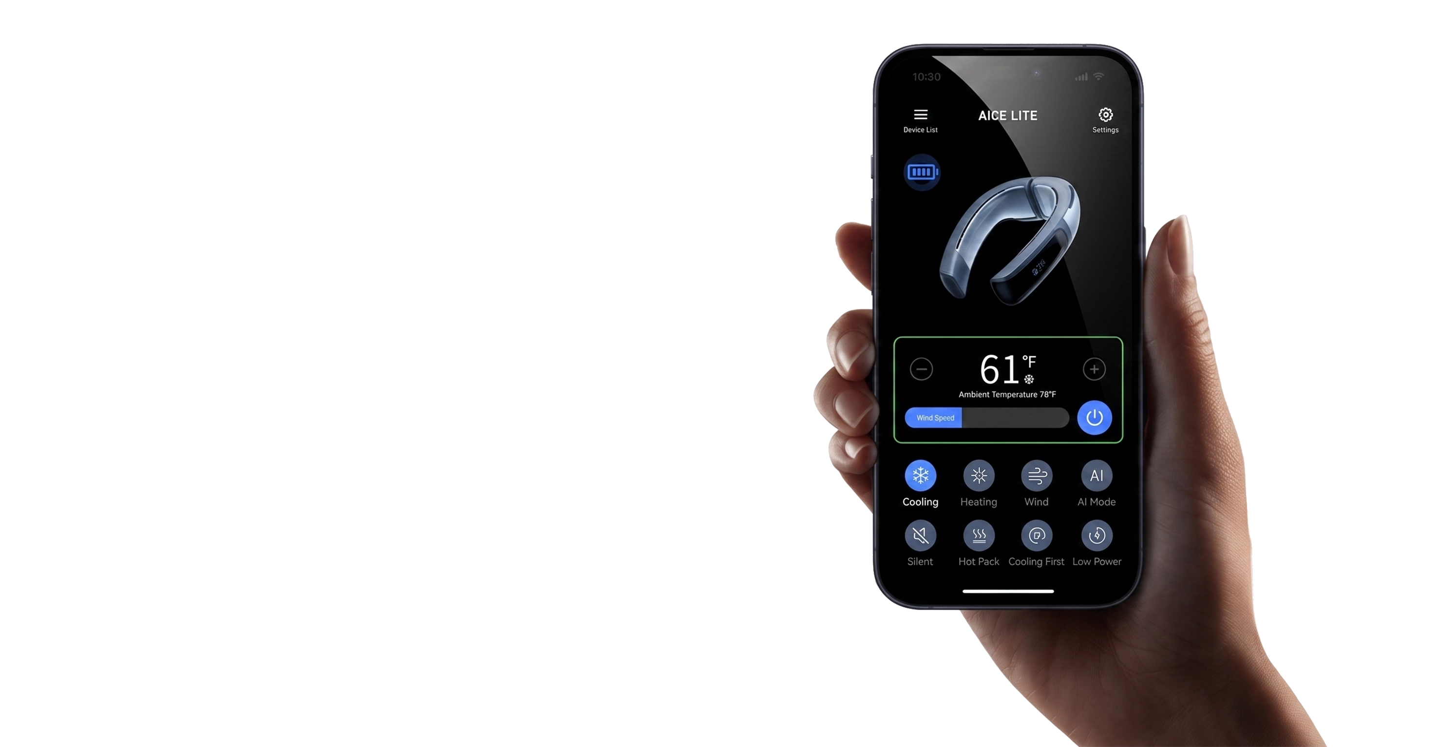 Download center hero image, a hand holding a phone with RANOO application opened.